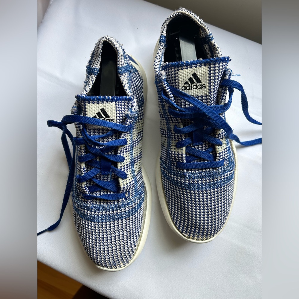 Adidas Knit Blue and White Trainers